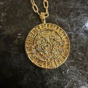 Gold Gemini Necklace with Intricate Design